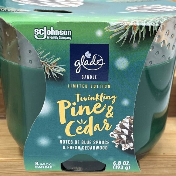 Glade Candle Twinkling Pine&Cedar/(1)3wick and (1) Two Pk/Limited Edition/6.8oz - Picture 2 of 6